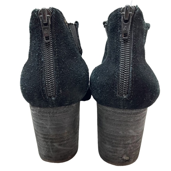 AEROSOLES HIGH FREQUENCY Black Genuine Leather Chunky High Heels Ankle Booties 7 - Picture 6 of 16